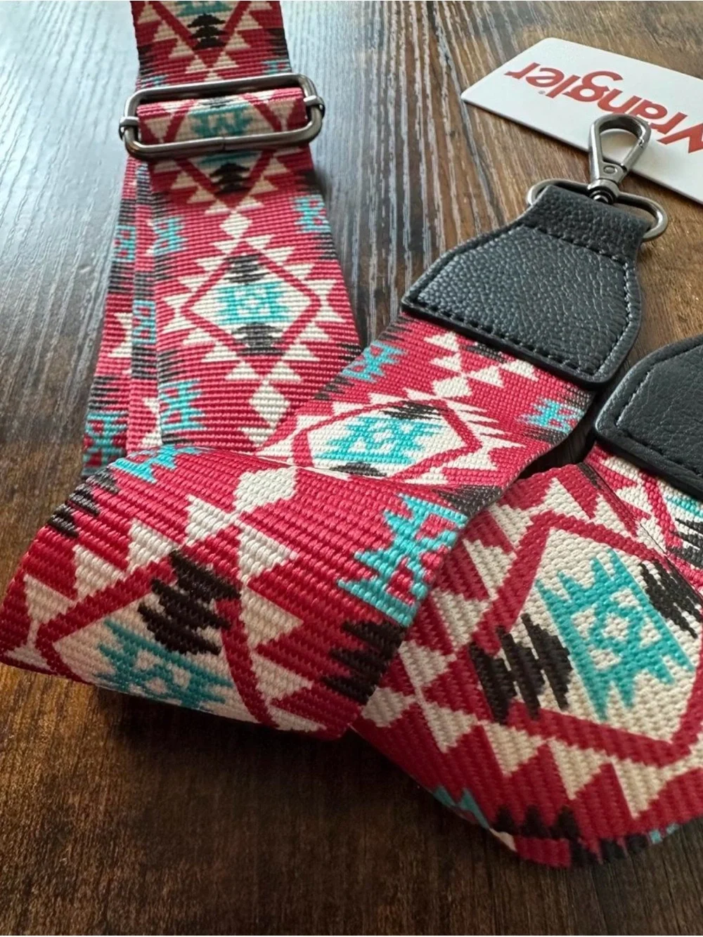 Wranger Adjustable Aztec Boho Crossbody Strap Turquoise & Red Pattern NWT